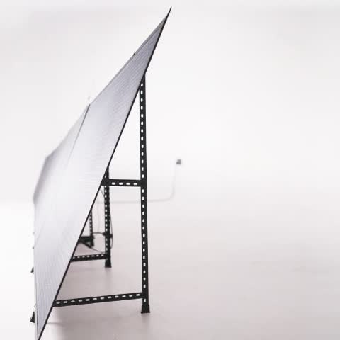 Semi-flexible Terrace Solar panel on its stand.